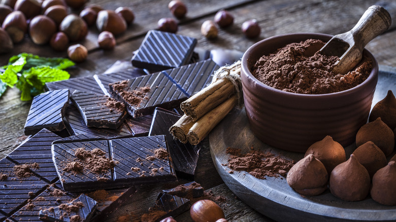 Servings of dark chocolate