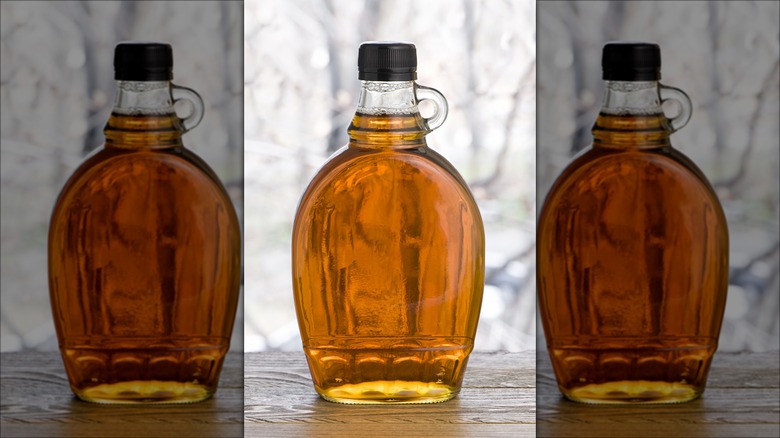 A bottle of maple syrup