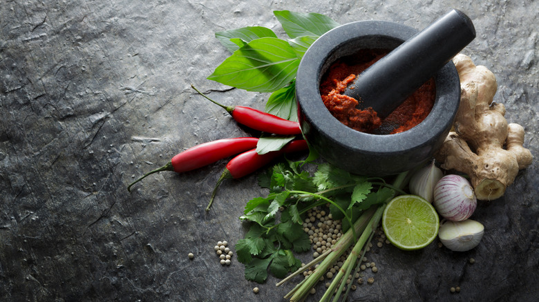 Thai red curry ingredients