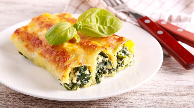 Spinach and ricotta pancake cannelloni