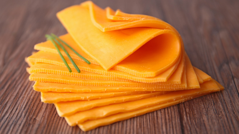 stack of sliced cheese