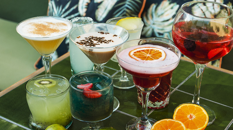 several colorful cocktails