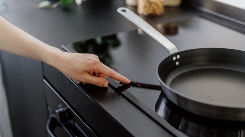 preheating pan on stove