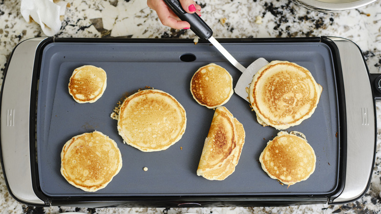 pancakes on a griddle
