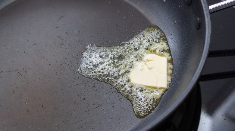 melting butter in pan