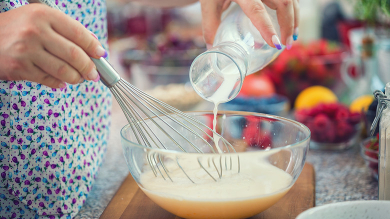 mixing pancake batter