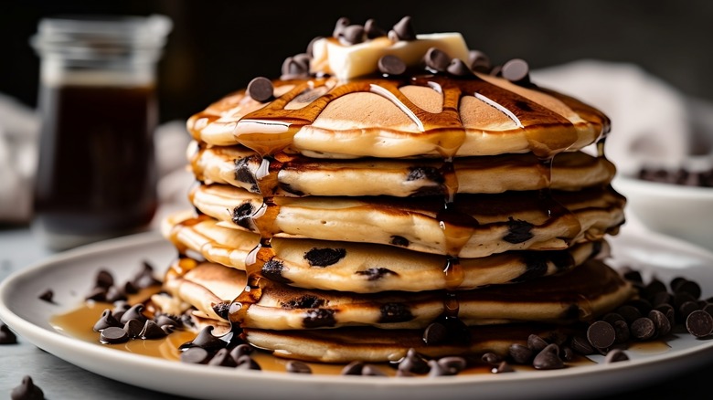 stack of chocolate chip pancakes