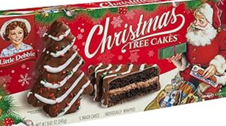 Package of Little Debbie Chocolate Christmas Tree Cakes