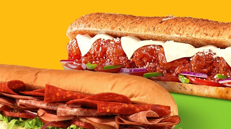 close up of sub sandwich