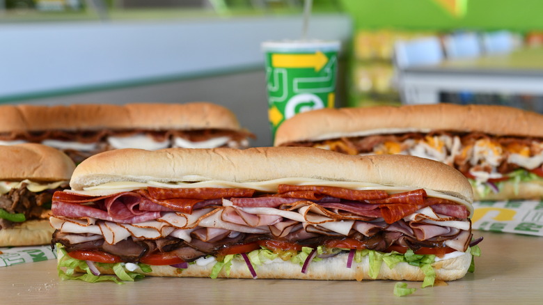 various subway sandwiches