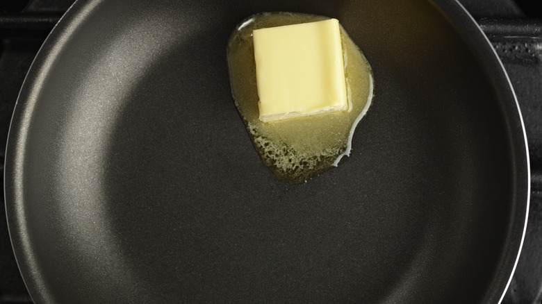melting butter in pan