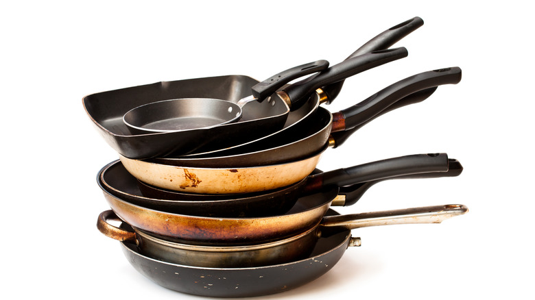 stack of frying pans