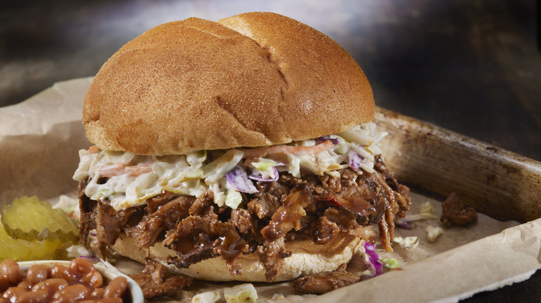 barbecue sandwich with coleslaw