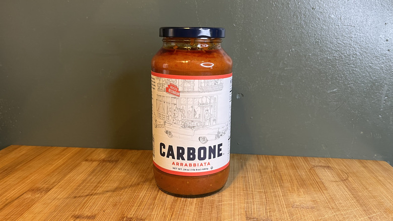 A bottle of Carbone Arrabbiata Sauce