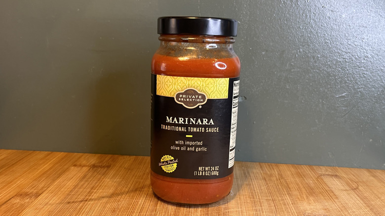 A jar of Private Selection Marinara Traditional Tomato Sauce