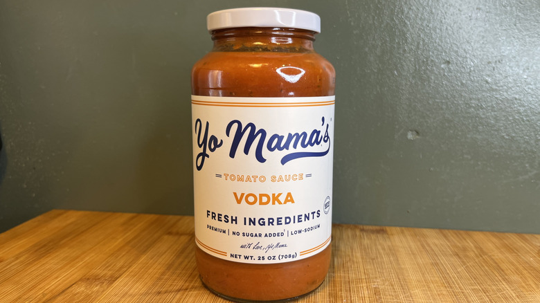 A jar of Yo Mama's Vodka Sauce