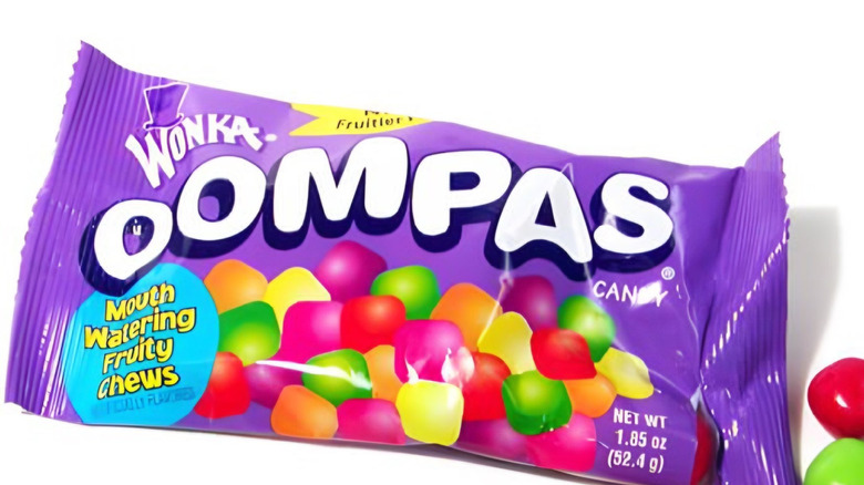 a packet of Oompas fruit candies on a white background