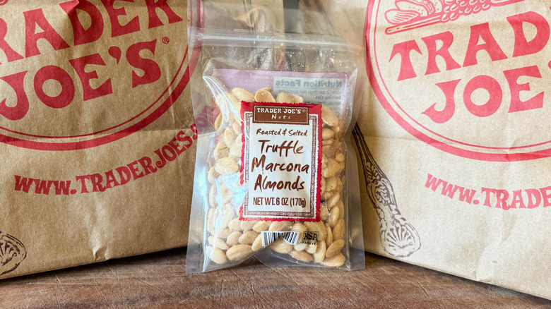 Trader Joe's truffle marcona almonds in bag