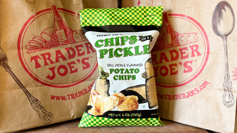 Trader Joe's pickle potato chips in bag