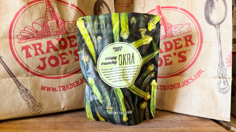 Trader Joe's crispy crunchy okra in packaging