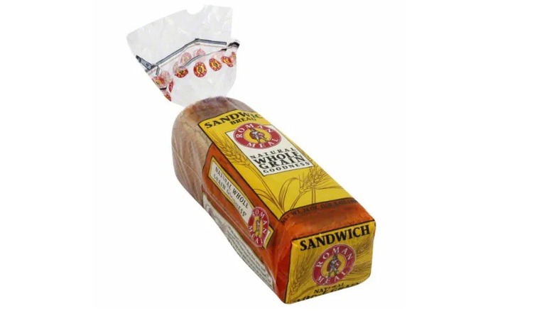 A bag of Roman Meal Bread on a white background