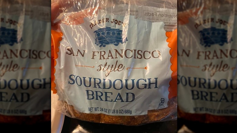 A close up of a bag of Trader Joe's San Francisco-style sourdough bread