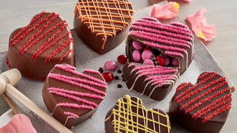 A close-up of Harry & David's Break a Heart chocolates