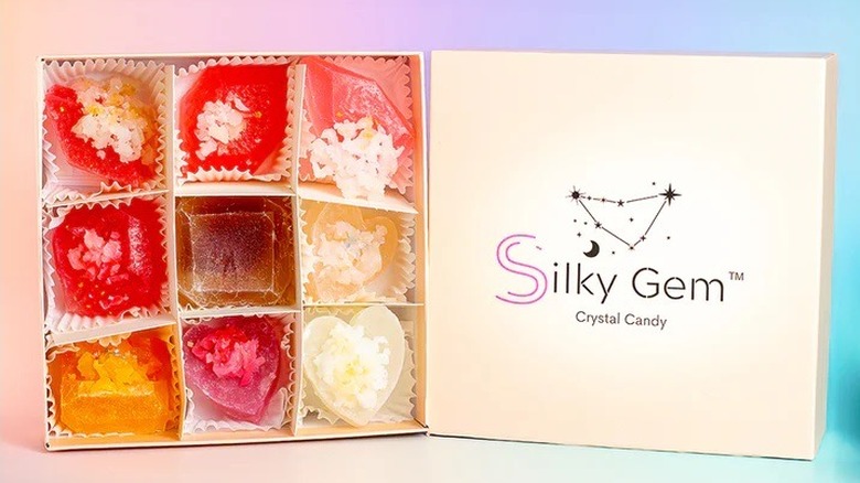 A box of nine Silky Gem® crystal candies