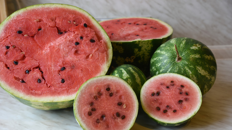 cut Crimson Sweet watermelons