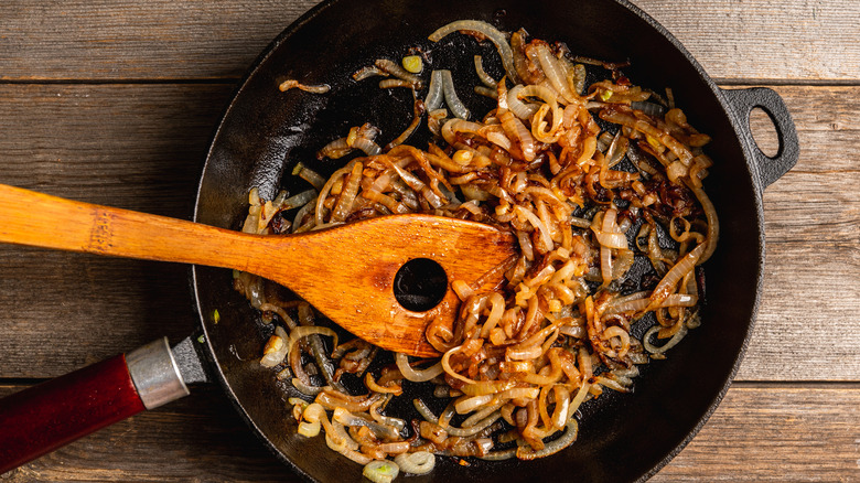 caramelized onions in pan