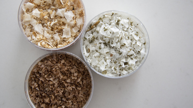 bowls of smoked salt