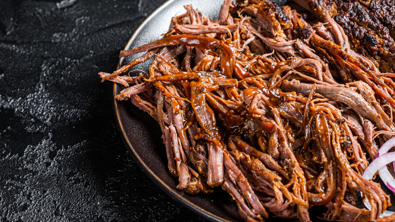 barbecue pulled pork on plate