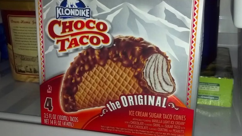 A box of Klondike Choco Tacos