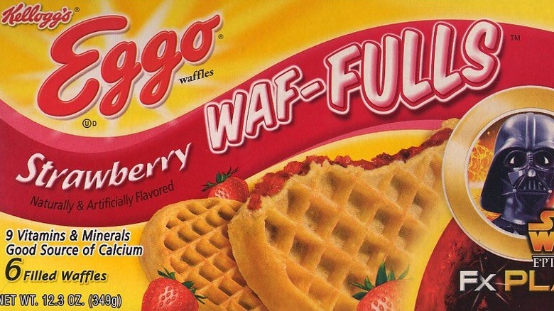 A close-up of a box of Eggo's Waf-Fulls