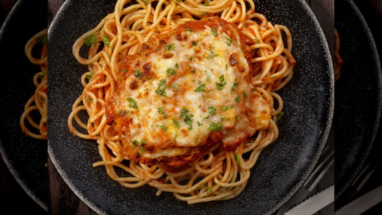 chicken parmigiana and spaghetti