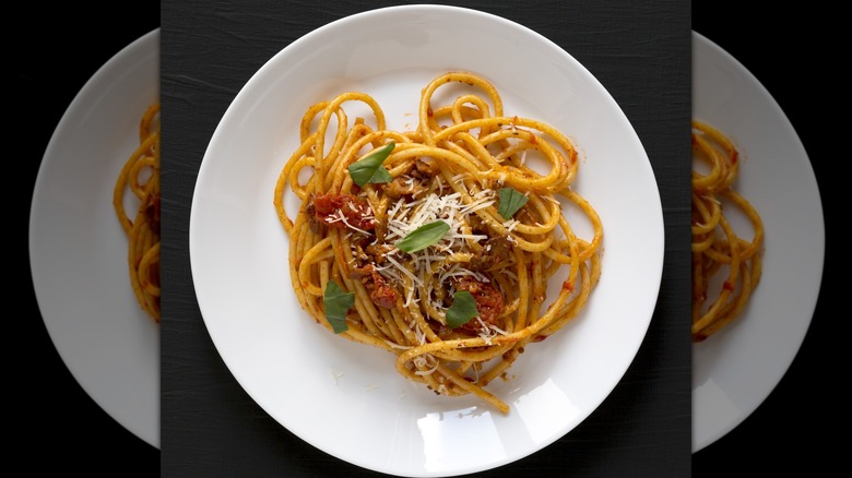 bucatini pasta with Amatriciana sauce