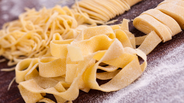 fresh pasta on platter