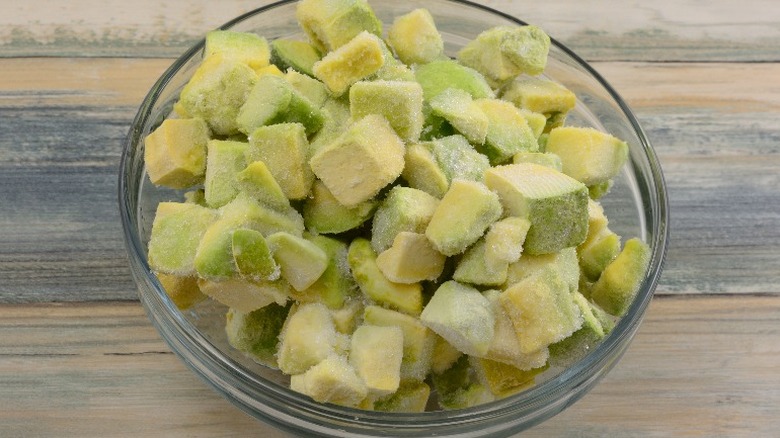 frozen avocado chunks in bowl