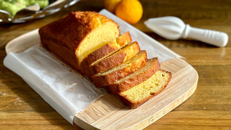 Sliced yellow, lemon pound cake