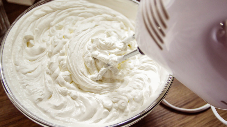 Bowl of whipped cream.