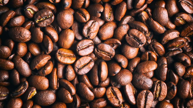 a close-up of toasted coffee beans