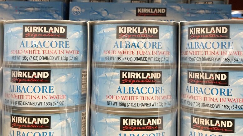 Costco albacore on shelves in packaging