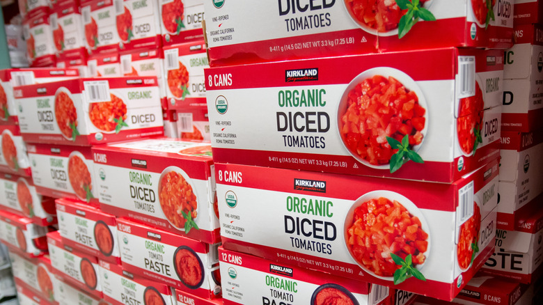 boxes of organic diced tomatoes at costco