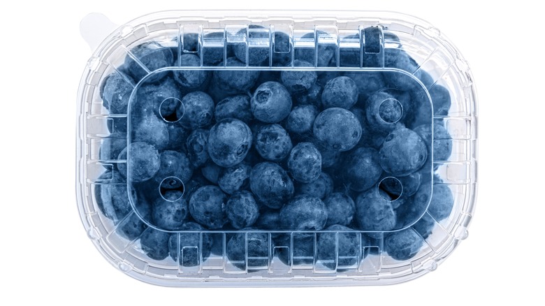Fresh blueberries in plastic package
