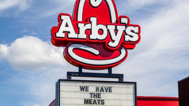 Arby's sign reading "We have the meats"