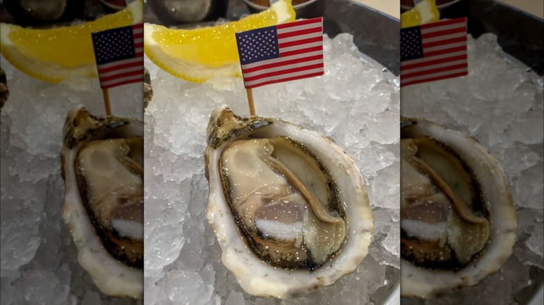 Kusshi oyster with American Flag