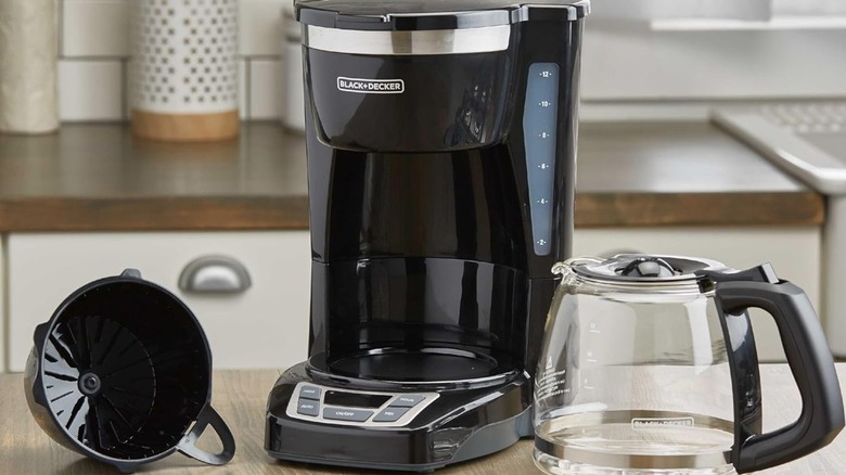 A BLACK+DECKER coffee maker on a counter