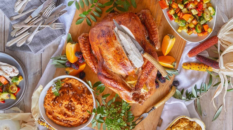 Trader Joe's turkey and Thanksgiving dinner spread