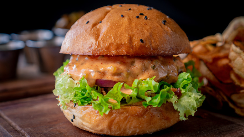 burger with chipotle mayonnaise