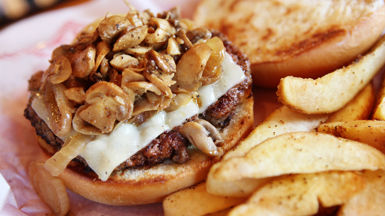 open face mushroom burger